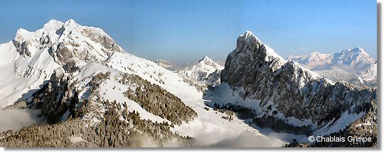 Cornettes de Bise, col d'Ubine et face nord du Chauffé